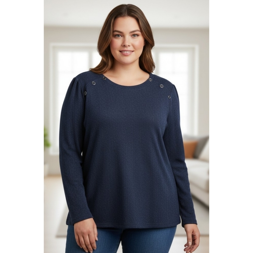Liz Claiborne Shoulder Button detail sweater Navy Size XXL